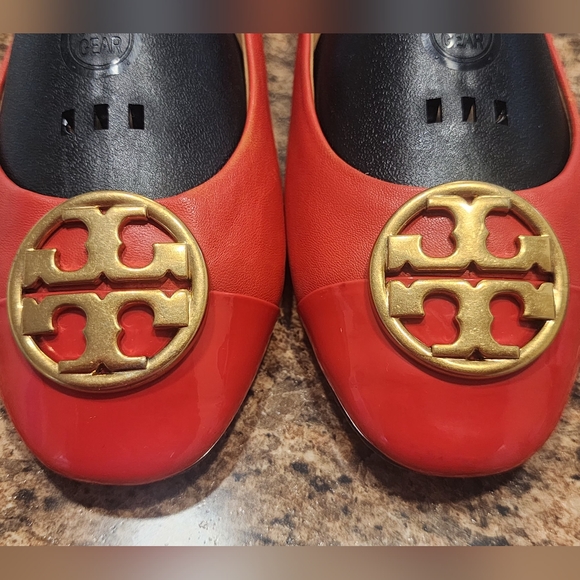 TORY BURCH Rounded-Square-Toe Ballet Flats - Red/Orange - 6.5 - Picture 3 of 10